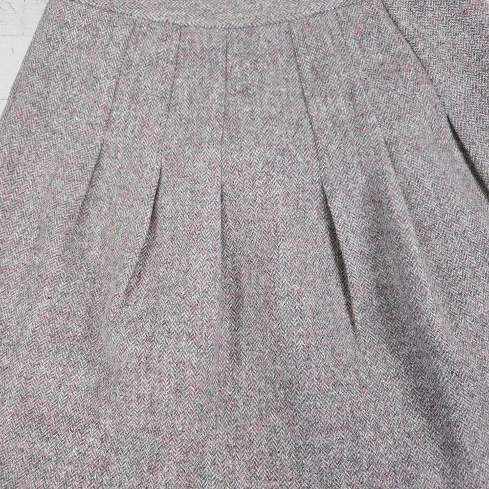 GAP Mauve Purple Herringbone Wool Pleated Flared Knee Length Skirt Size 2
